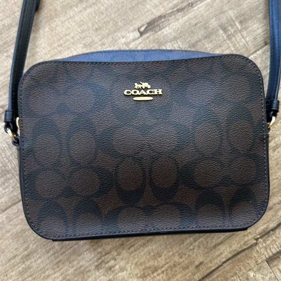 Coach mini camera bag signature canvas gold brown black crossbody shoulder bag - Picture 5 of 17